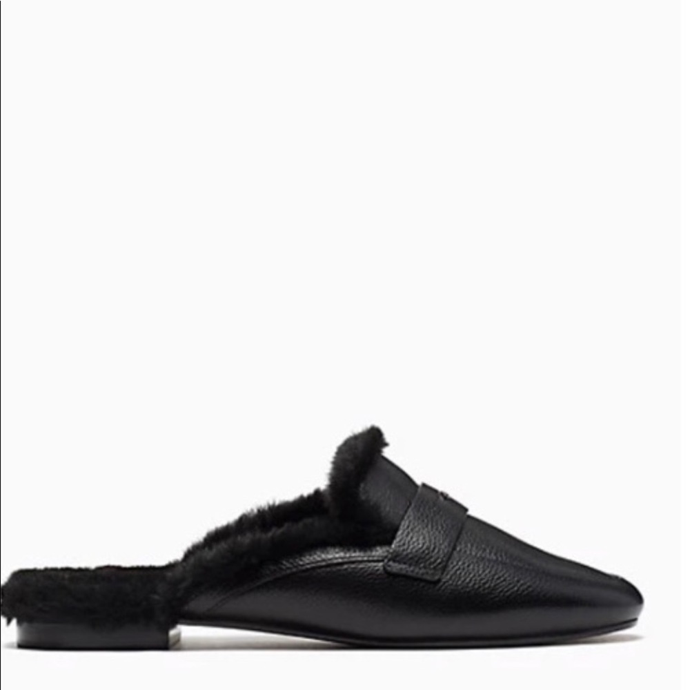 NWT Kate Spade Fur Lined Leather Slides, Black, size 7.5 - Picture 10 of 10